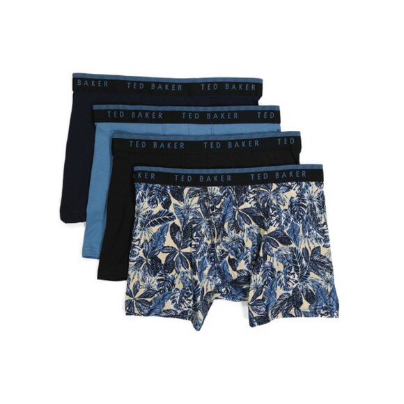 TED BAKER Blue/Black Men's 4pk Cotton Stretch Boxer Briefs - Picture 1 of 2